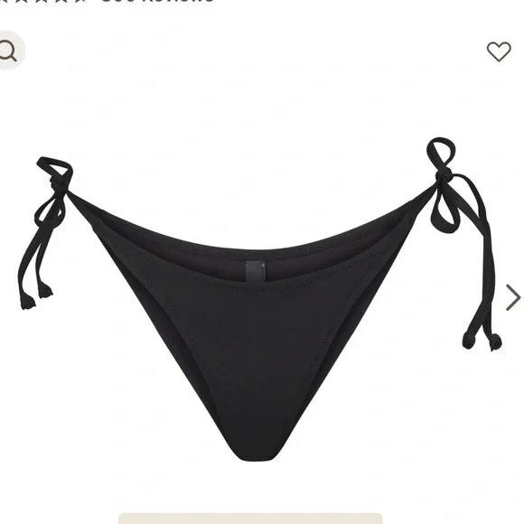 SKIMS Swim Dippy Tie Bottoms - Color Onyx - Size S - Picture 1 of 6